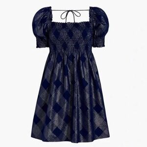 Hill house Athena nap dress navy glitter check S